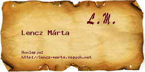 Lencz Márta névjegykártya